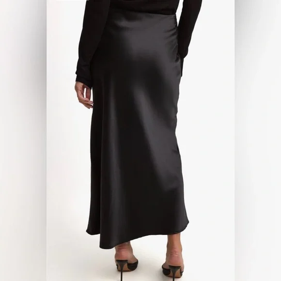 Na-kd Satin Boho Festival Rock Office Minimalist Gothic Midi Skirt Black 38 8 M - Picture 2 of 9